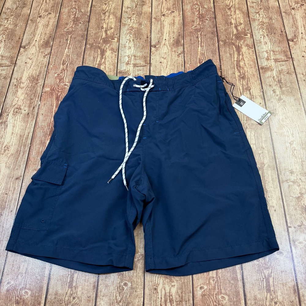 Goodfellow & Co Board Shorts Mens Medium Navy Blue UPF 50 Cargo Pocket NWT